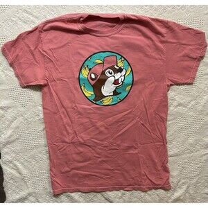 BUC-EES "Bananas for Buc-ee's" Double-Graphic T-shirt Adult Size M Coral